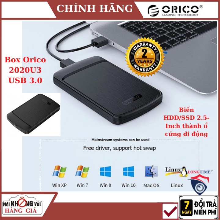 Ổ cứng , Ổ cứng máy tính , Box Orico 2020U3 USB 3.0 - Biến HDD/SSD 2.5-Inch thành ổ cứng di động , bảo hanh 2 năm