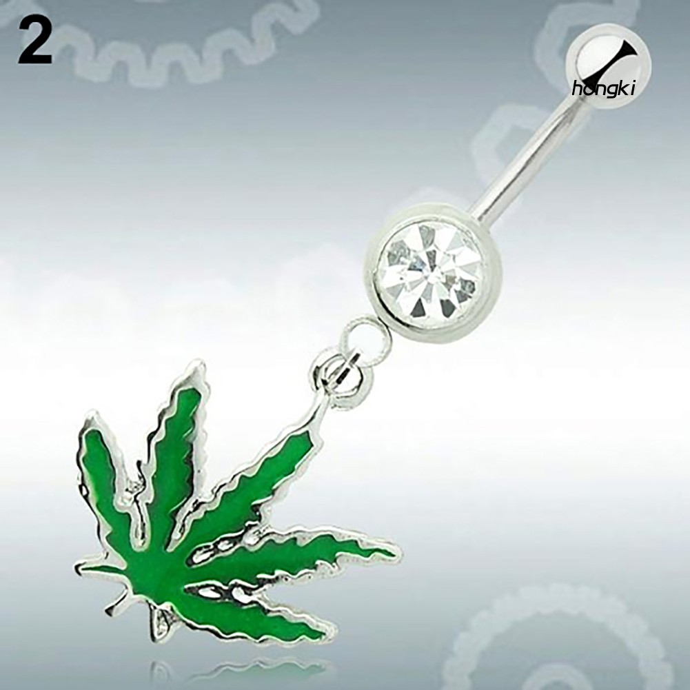 Khuyên Rốn Hình Lá Phong Đính Đá Thời Trang