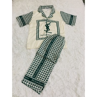 Đồ ngủ, pijama lụa hoạ tiết YSL cao cấp