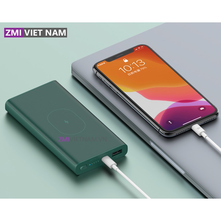 Sạc Dự Phòng Không Dây ZMI WPB01 10000mAh, 1 Cổng Type C, 1 USB A | Bảo Hành 18 Tháng