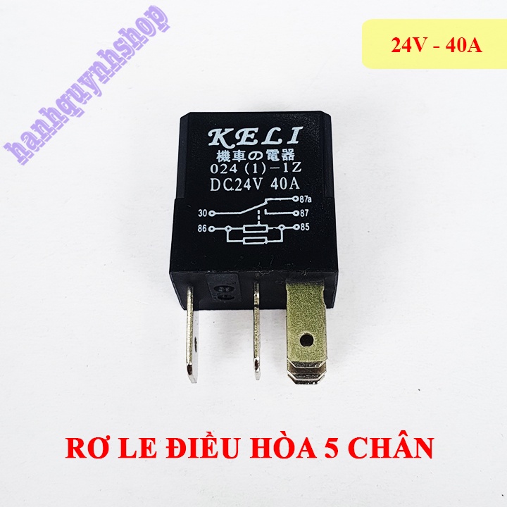 Rơ le điều hòa ô tô 5 chân 12V 40A hoặc 24V 40A màu đen (giá bán 1 cái)