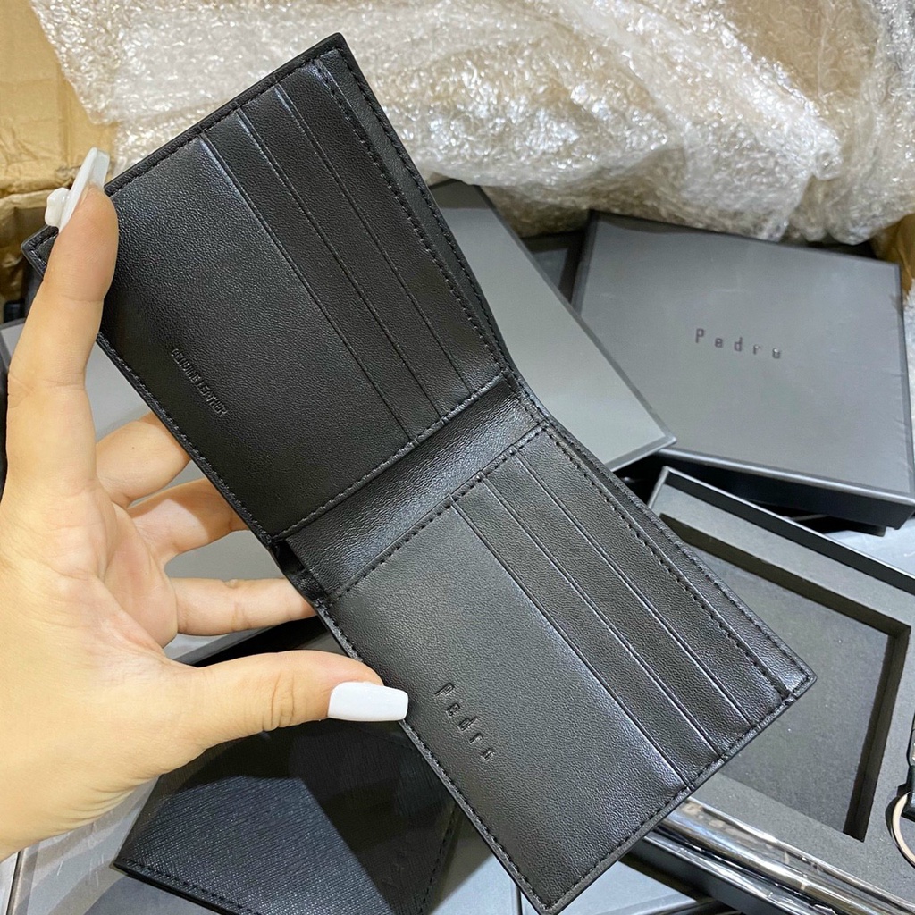 set ví nam PEDR0 hàng tuồn kho kem bút + móc khóa đầy đủ hộp, túi giấy