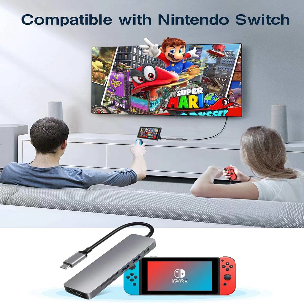 Đầu chuyển đổi USB C sang HDMI ，8 Trong 1 ，độ phân giải 4K HDMI & PD， USB C sang HDMI USB Hub Type C tiện dụng