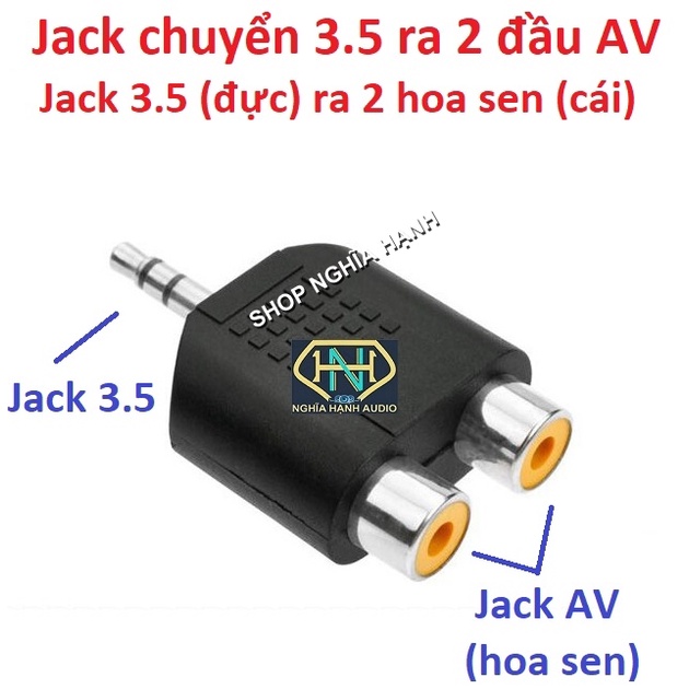 Jack chuyển 3.5 ra AV - Jack 3.5 ra 2 hoa sen - 1 CÁI