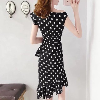 👗 ĐẦM ĐẦM CHẤM BI ĐUÔI CÁ LỆCH VAI CAO CẤP MSP_D260