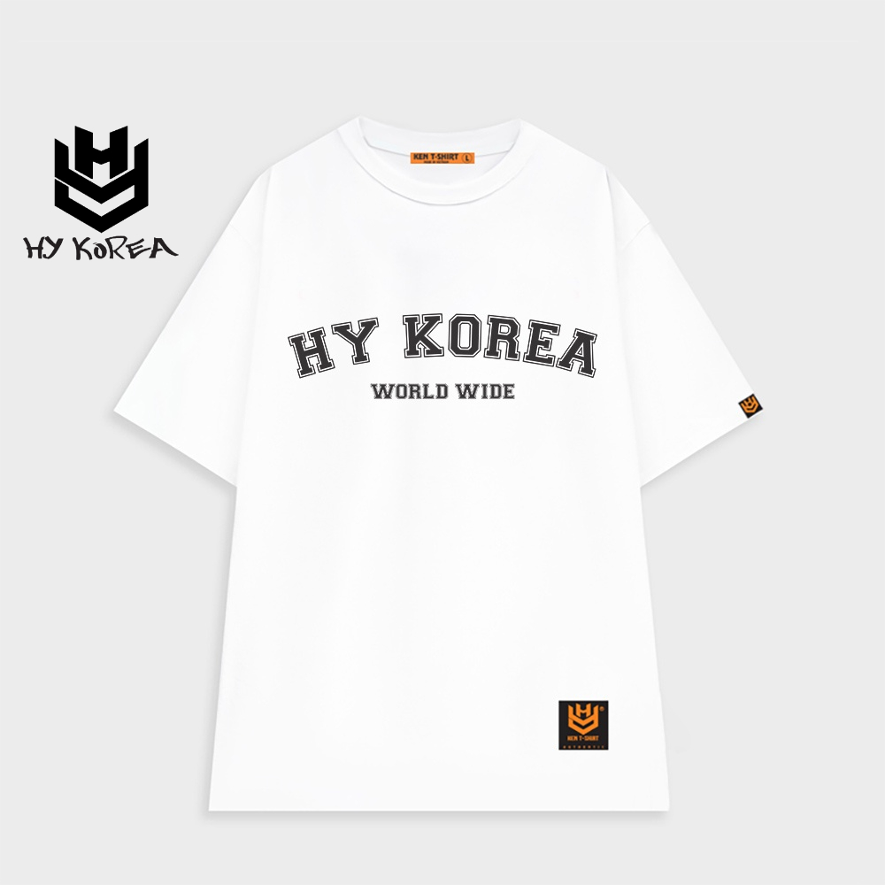 Áo thun nam tay lỡ nam nữ form rộng in hình HY KOREA World Wide 515