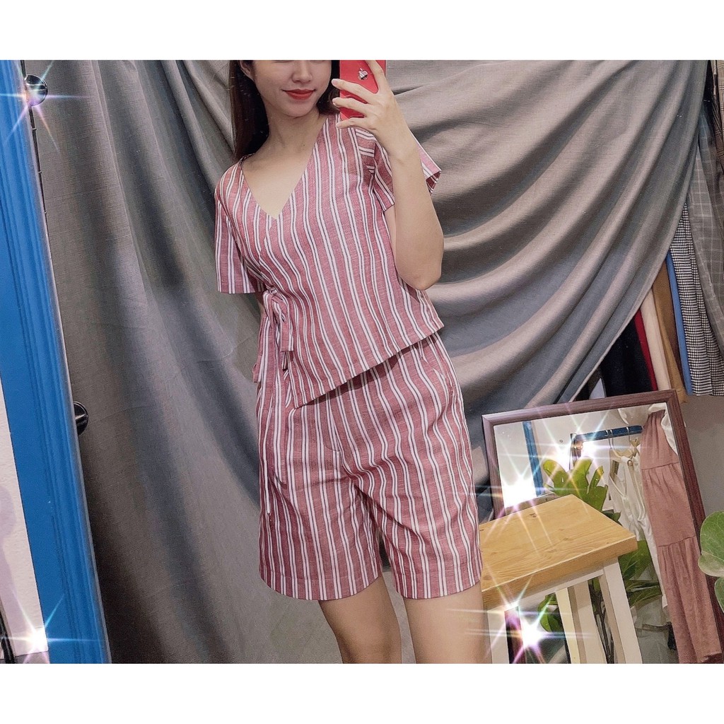 Set linen kẻ sọc