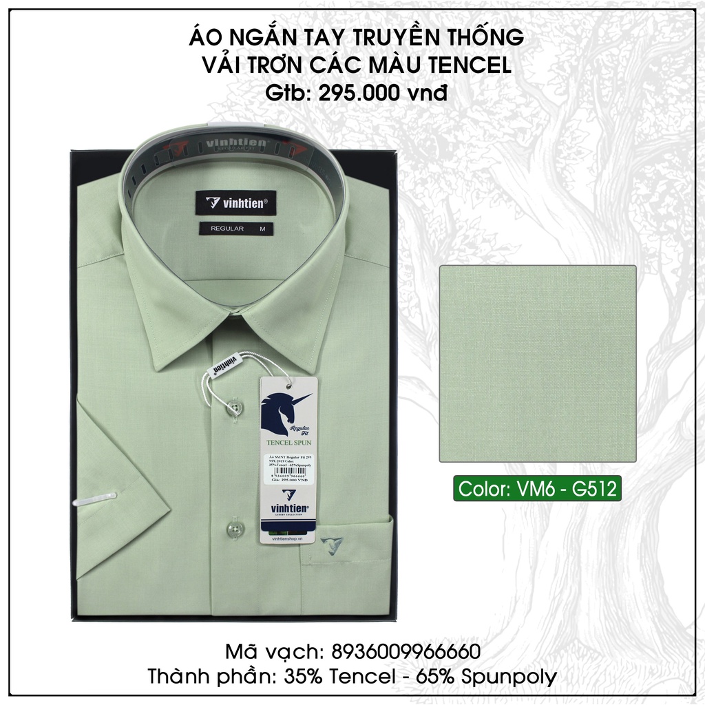 Áo Sơ Mi Ngắn Tay Trơn Màu Vạt Bầu Form Regular Vĩnh Tiến 295 - Nhiều Màu