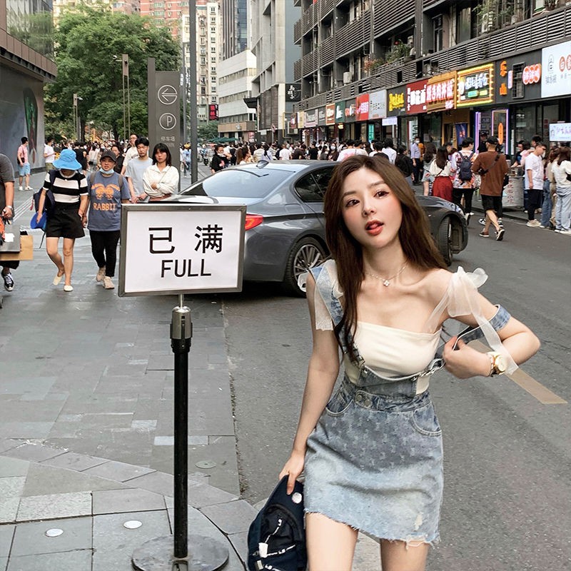 Đầm Denim Kèm Thắt Lưng In Hoa Thời Trang Mùa Hè Mới Cho Nữ | BigBuy360 - bigbuy360.vn