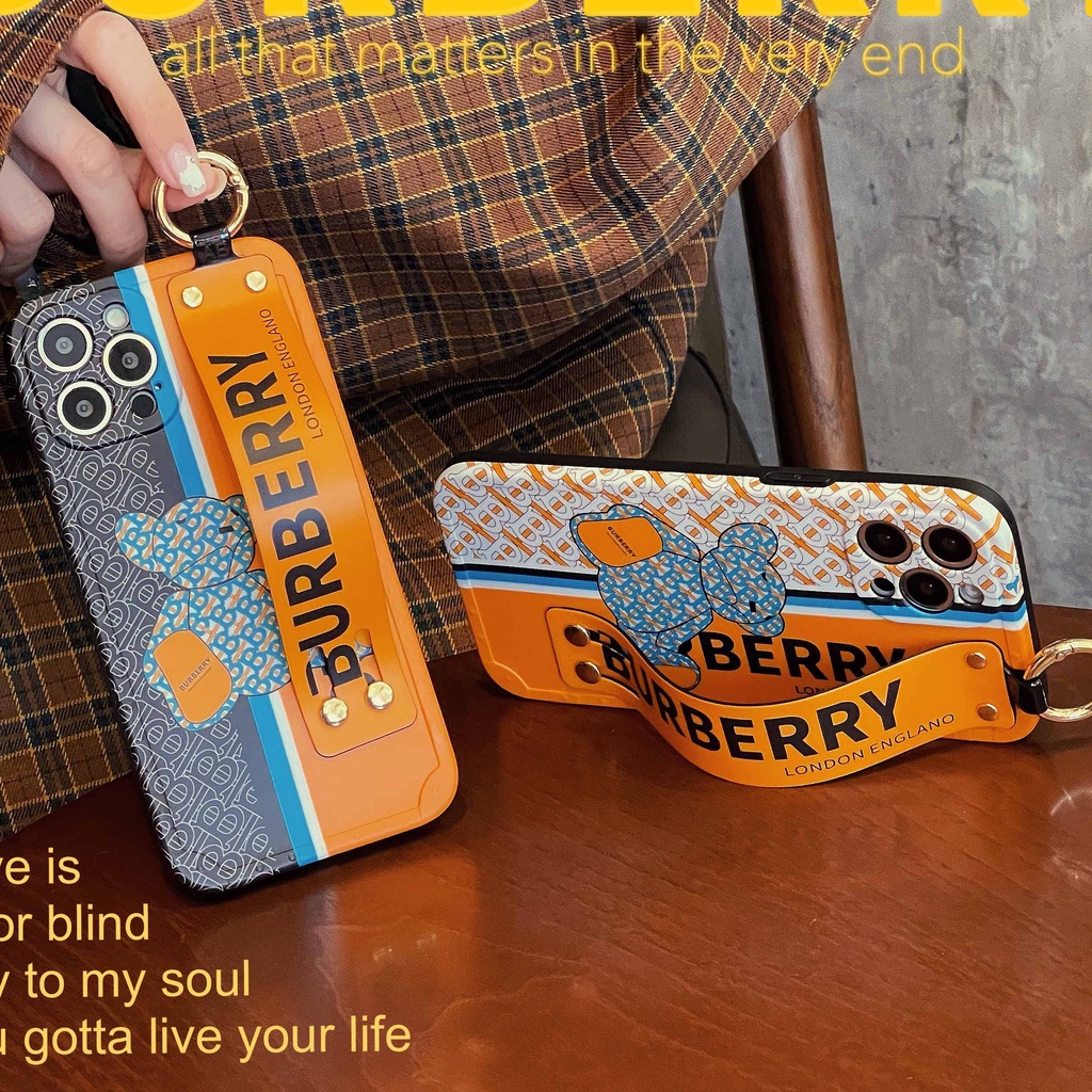 Ốp Điện Thoại In Hình Gấu Dễ Thương Có Dây Đeo Cổ Tay Chống Rơi Cho iPhone 14 13pro max 12pro 11promax 11