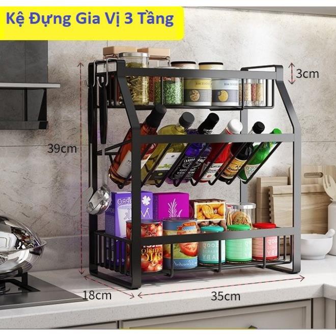 kệ bếp đa năng , kệ gia vị đa năng 3 tầng có 1 ngăn chéo bằng thép sơn tĩnh điện nguyên khối chắc chắn bền đẹp tiện ích