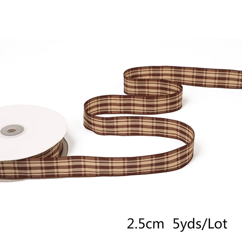 Cuộn dây ruy băng dài 5 yards trang trí quà Giáng Sinh 2.5cm