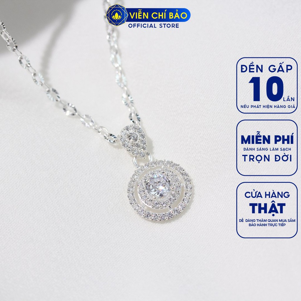 Dây chuyền bạc nữ tròn đính đá chất liệu bạc 925 thời trang phụ kiện trang sức nữ Viễn Chí Bảo D400776