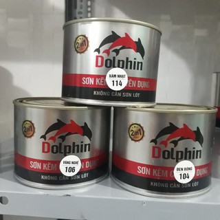 Sơn sắt mạ Kẽm Dolphin Nhiều màu (3 trong 1) Lon 400gr - Tặng kèm cọ