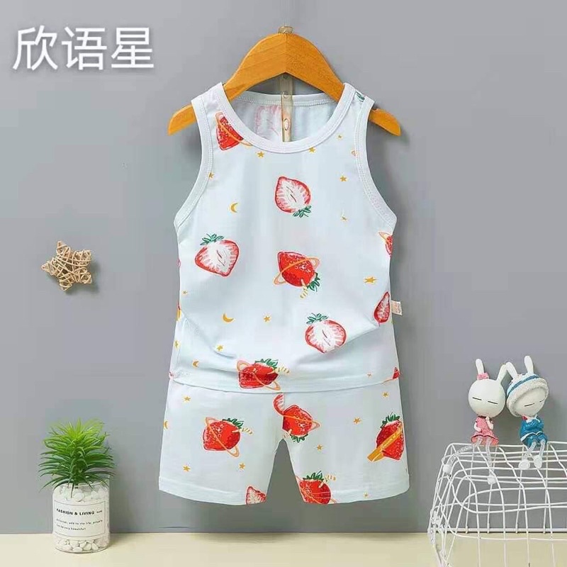 bộ balo sát nách cotton lạnh quảng châu xuất hàn bé gái sz 8-15kg