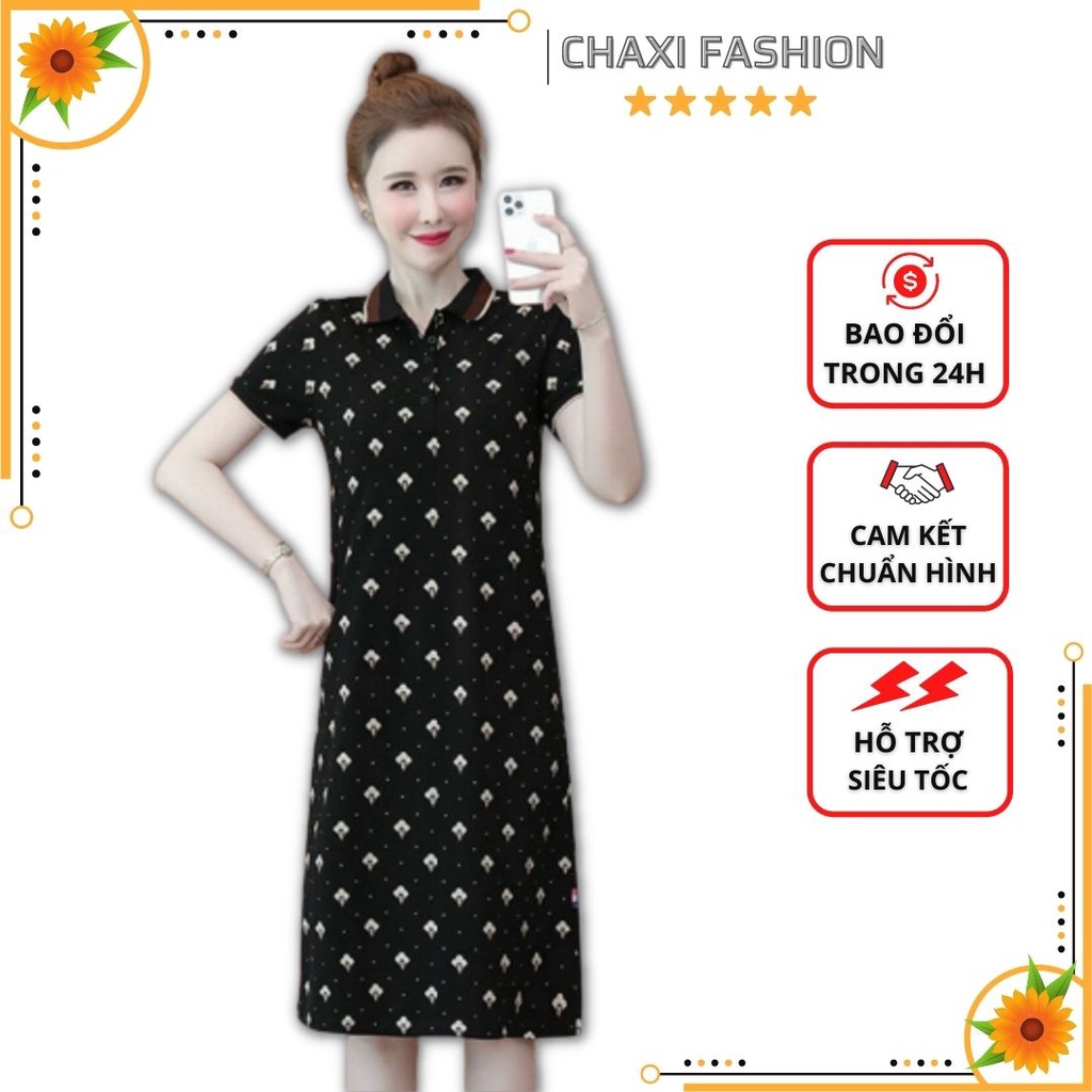 HÀNG NHẬP - ĐẦM SUÔNG THUN HỌA TIẾT CỔ BẺ CAO CẤP - KBT186380