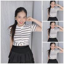 Áo Croptop Xoắn Eo Sọc (HÌNH THẬT)