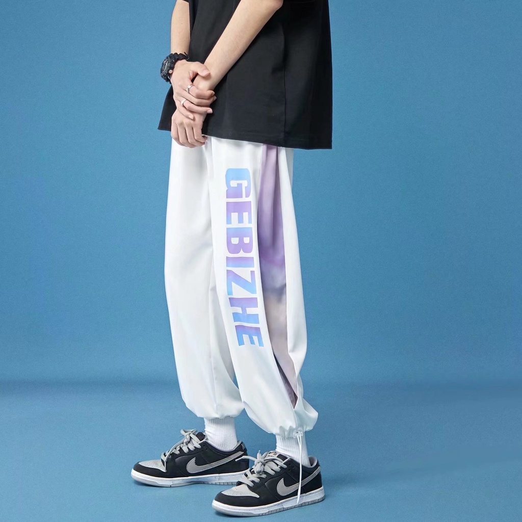 Quần Dài Thể Thao Bằng Lụa Lạnh In Chữ Graffiti Phong Cách Harajuku Thời Trang Mùa Hè Cho Nam Size M-2XL