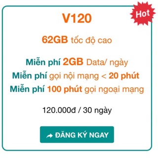 SIM 4G V120 -V90 . 62Gb DaTa và Gọi Miễn Phí