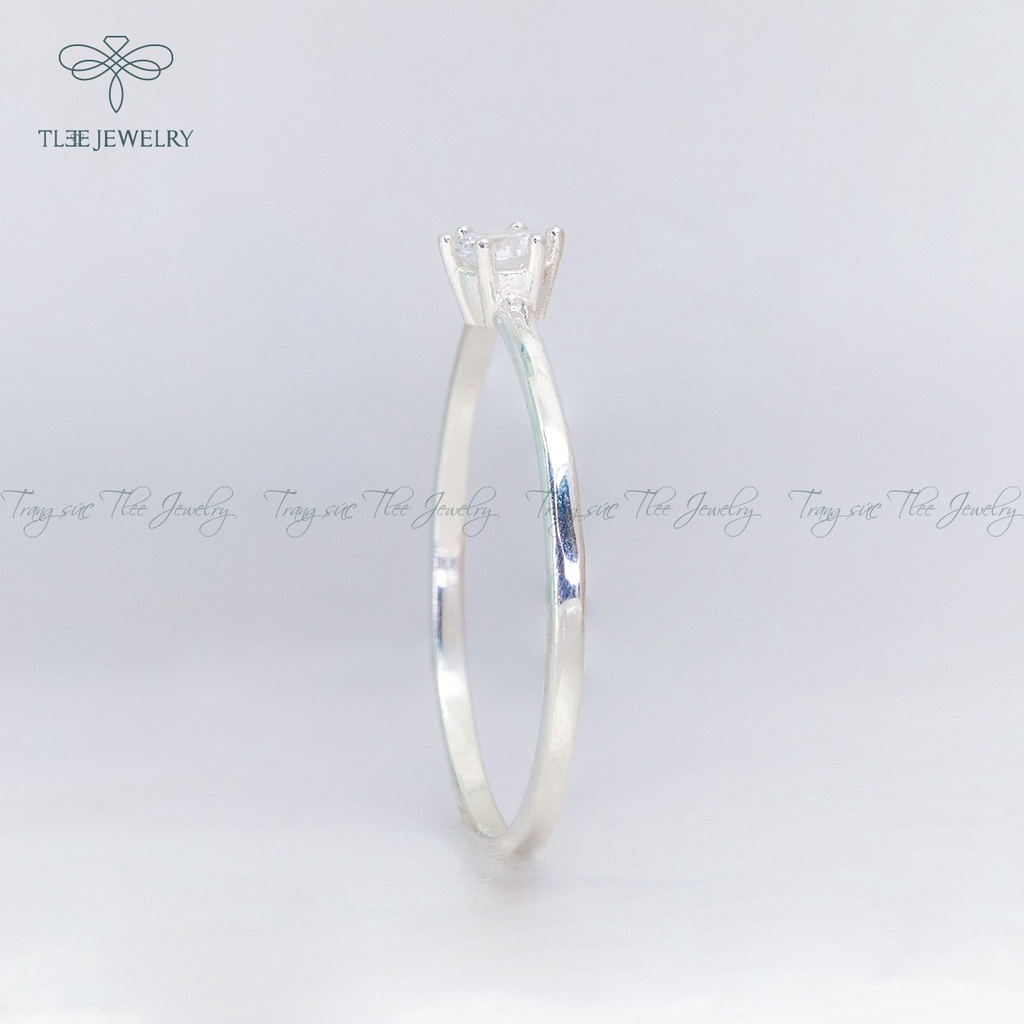 Nhẫn bạc nữ TLEE sáu chấu mini viền trơn cao cấp NCJ A0170