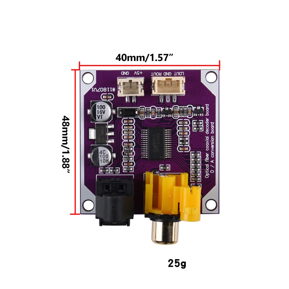 Bảng mạch pcbfun giải mã âm thanh kỹ thuật số đồng trục DAC D/A 192K 24bit