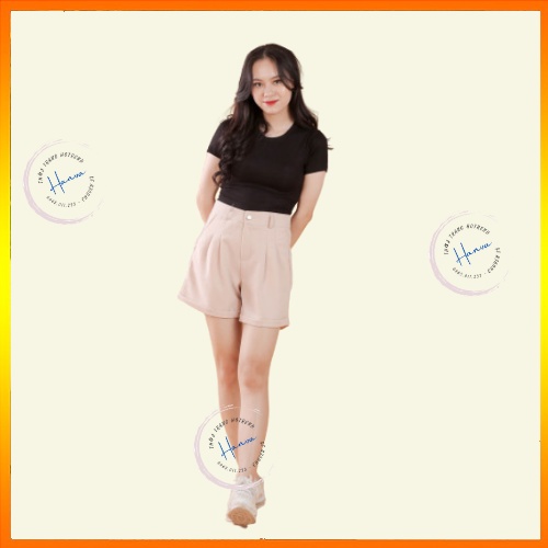 Quần Short Nữ Ống Rộng Lưng Chun 1 Cúc Gập Gấu Chất Vitex Dày Dặn Nhiều Màu Hanva