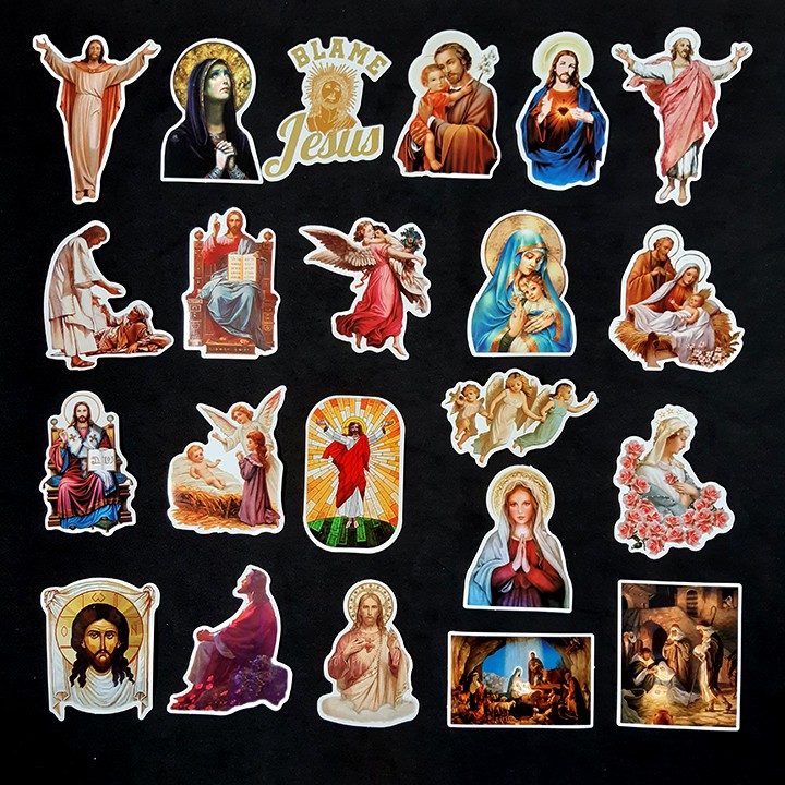 Bộ Sticker dán cao cấp chủ đề ĐỨC CHÚA JESU - Dùng dán Xe, dán mũ bảo hiểm, dán Laptop...