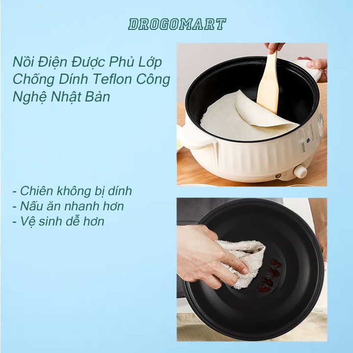 Nồi Lẩu Điện Mini, Ca Nấu Mì Hai Tầng Đa Năng Mini Siêu Tốc 26 cm, nấu từ 3-4 người ăn