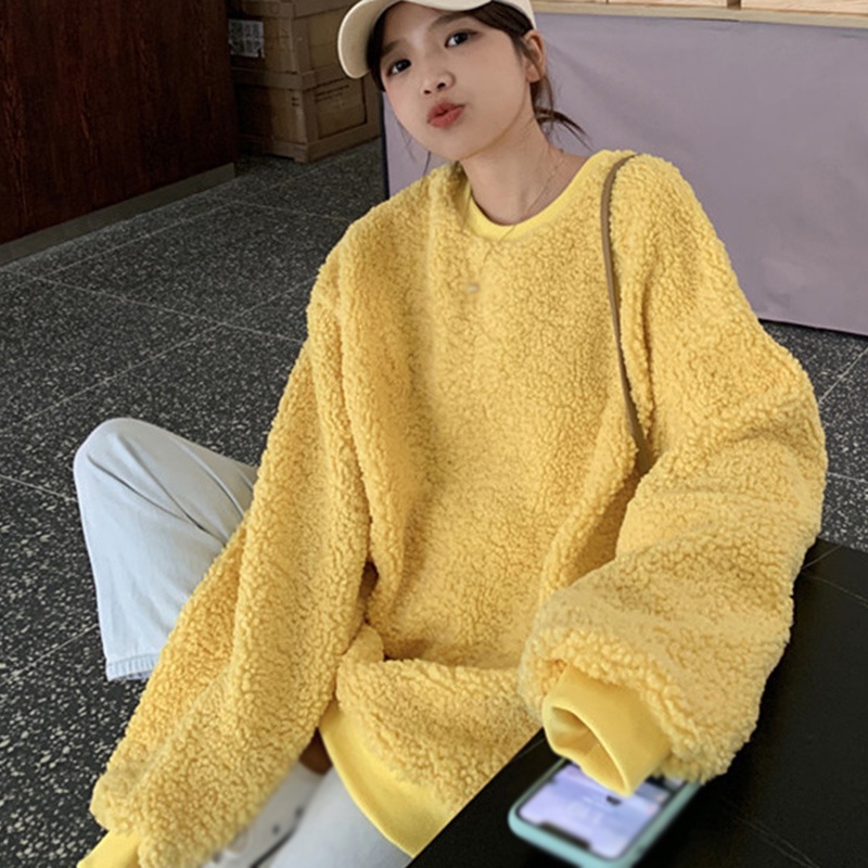 Korean version of lamb wool sweater women autumn and winter loose thick wool coat