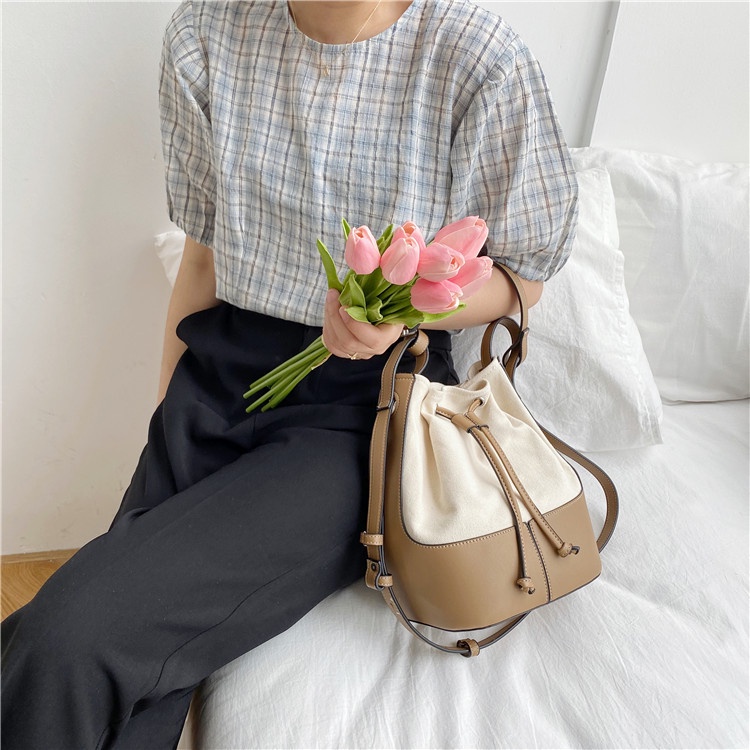 Túi Xách Bucket Chất Liệu Canvas Phong Cách Thời Trang Hàn Quốc 2022