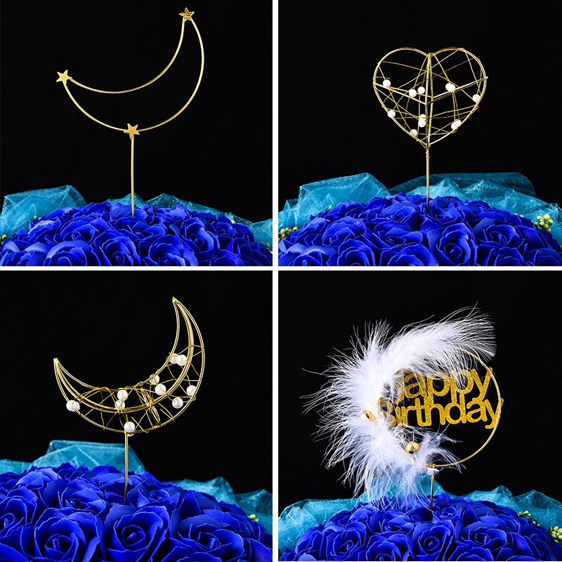 Phụ Kiện Trang Trí Bánh Kem Sinh Nhật Hình Trái Tim Và Bươm Bướm Bằng Sắt Hàn