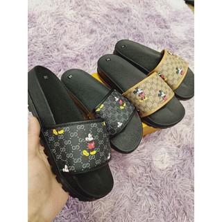 Dép Quai ngang in hình chuột Mickey - đế cao -Hot Trent