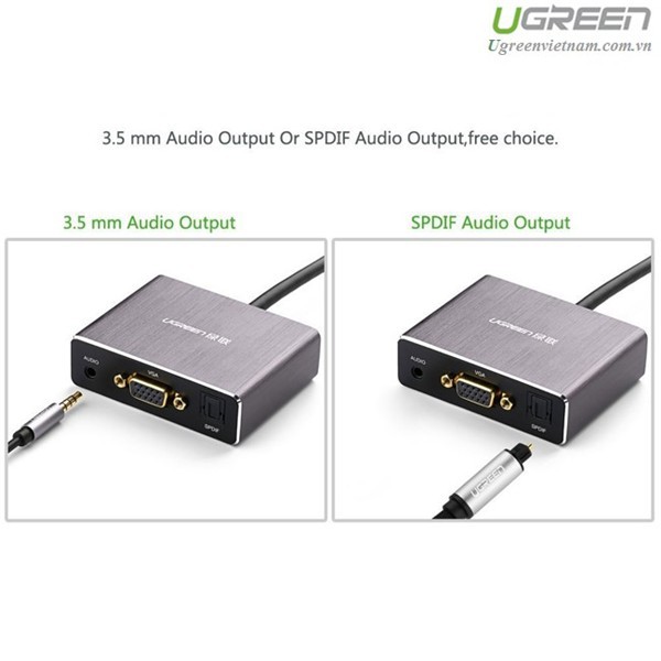 Cáp chuyển đổi HDMI to VGA + Audio và 1 cổng quang SPDIF chính hãng Ugreen UG-40282