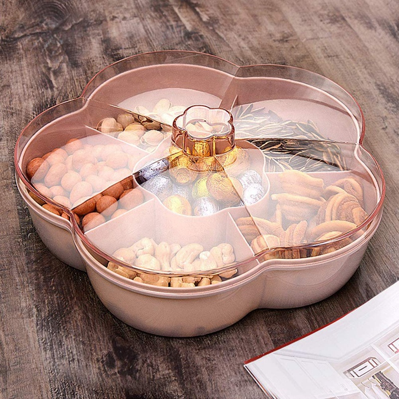 Hộp Đựng Bánh Kẹo Trái Cây Khô Bánh Snack Hình Bông Hoa Có Nắp Đậy Tiện Lợi