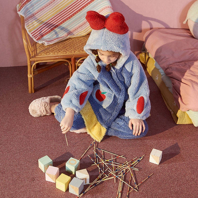 * Bộ Đồ Ngủ Lông Cừu San Hô Dày Dặn In Hoạt Hình Bạch Tuyết Thời Trang Thu Đông Cho Bé Trai Bé Gái