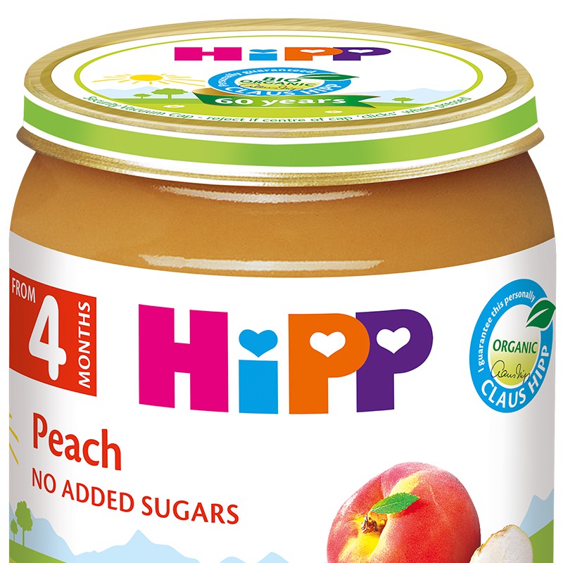 Dinh dưỡng đóng lọ ăn dặm Đào Tây HiPP Organic 125g