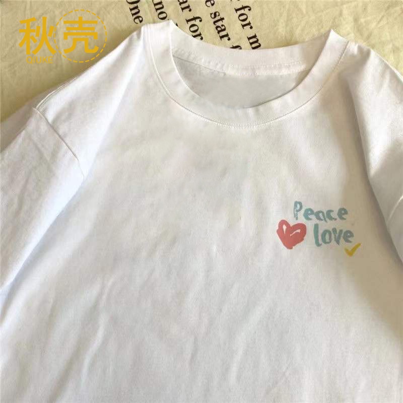 NRVP Áo thun 100% cotton tay ngắn cổ tròn thời trang mùa hè phong cách Hàn Quốc cho nữ