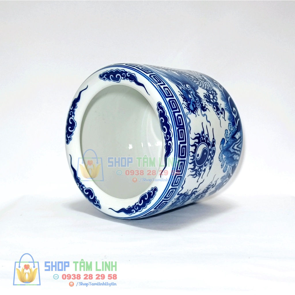 Bát hương gốm sứ Bát Tràng màu men xanh lam đồ thờ cúng Shoptamlinh