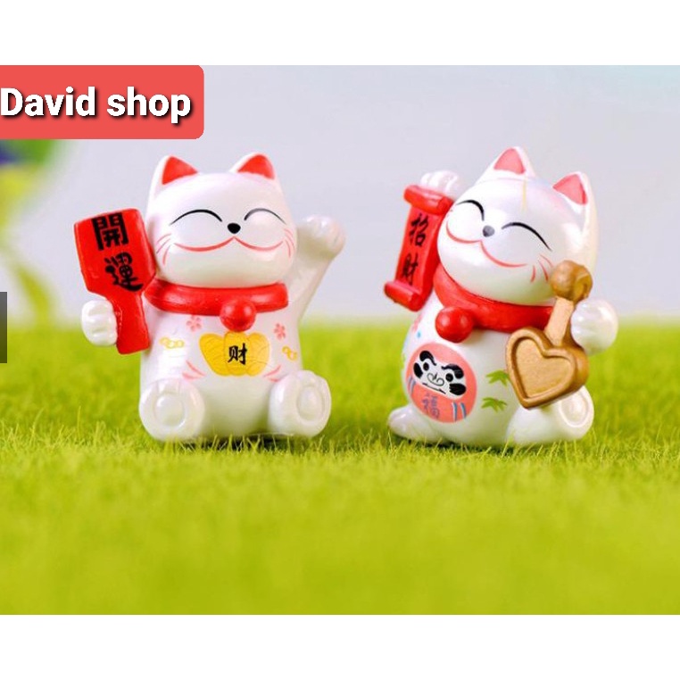 Mèo thần tài - phụ kiện trang trí terrarium - decor tiểu cảnh bàn học/phong thủy