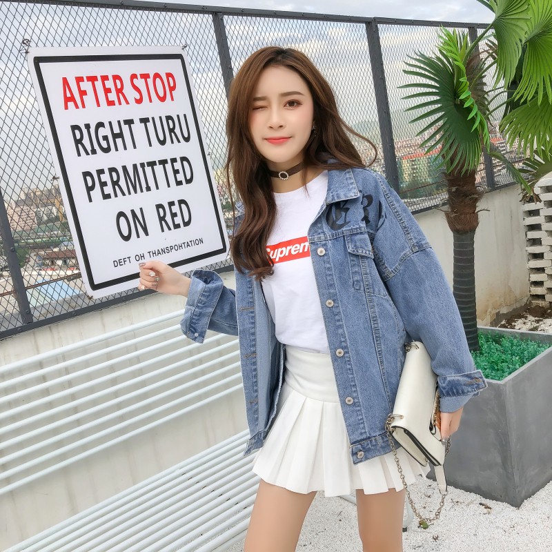 Áo Khoác Denim Form Rộng Thời Trang 2018 Cho Nữ