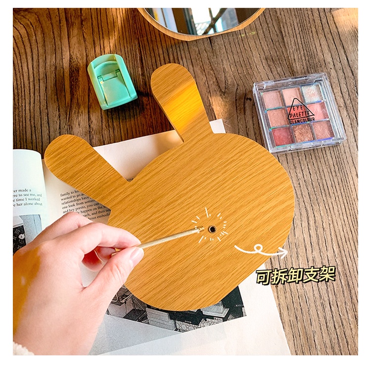PVN44802 Gương soi để bàn, gương trang điểm gỗ decor phòng thỏ và gấu
