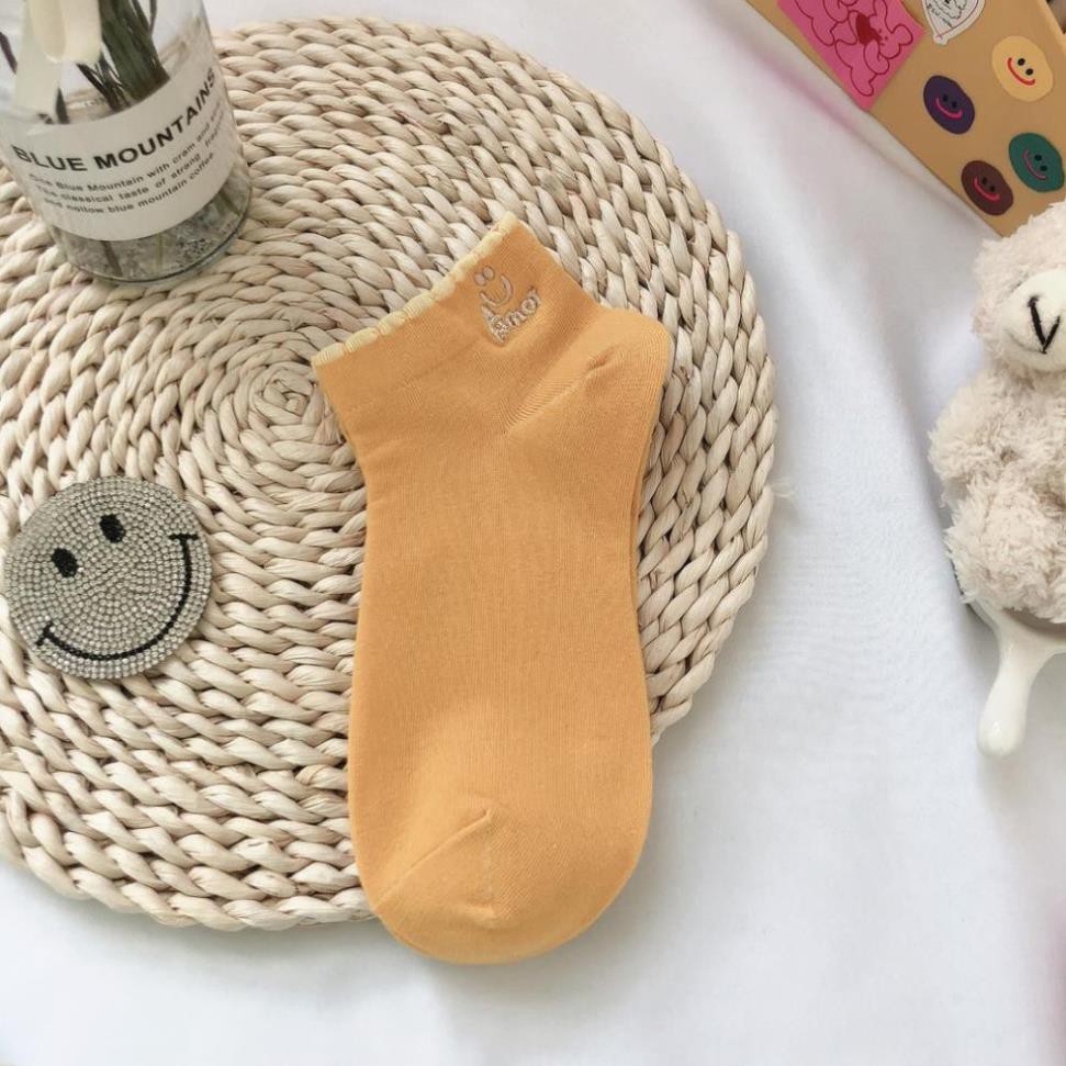 Tất Nữ Cổ ngắn Màu trơn Thuê hình Cotton Ulzzang Hàn Quốc Tất Cố thấp Nữ Dễ thương Nhật Bản