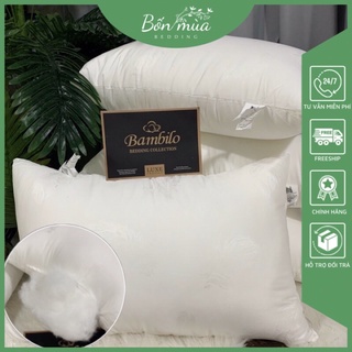 Đôi Ruột Gối Bambiloo vỏ lụa cao cấp có khoá, ruột lông vũ nhân tạo, kích thước 45x65cm/ 50x70cm