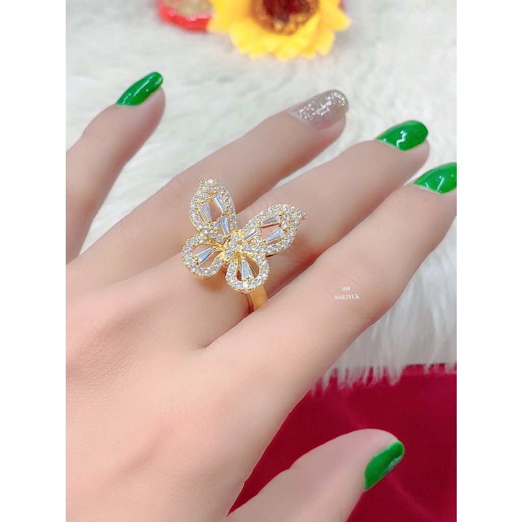 Nhẫn nữ đính xoàn N683-138 mạ vàng cao cấp (giá tốt nhất)