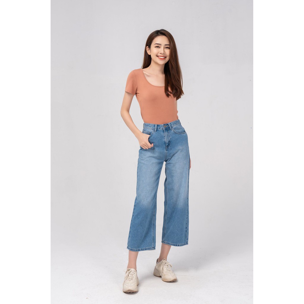Quần Jean Nữ Ống Rộng Lưng Cao 9 Tấc YODY Vô Cùng Trẻ Trung Và Năng Động QJN4024
