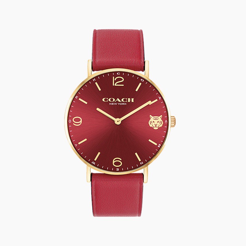Đồng hồ nữ coach perry dây da màu đỏ , phiên bản mừng năm mới 2022 , size 36mm