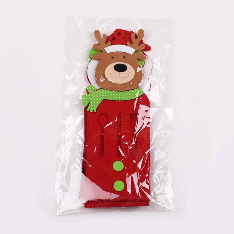 Set 3 Vỏ Bọc Muỗng Nĩa Họa Tiết Giáng Sinh Dễ Thương