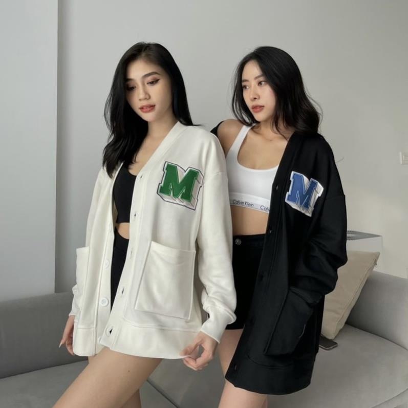 Áo cardigan nỉ bông cotton unisex dưới 85kg - Thêu logo M missout - Hàng mới về