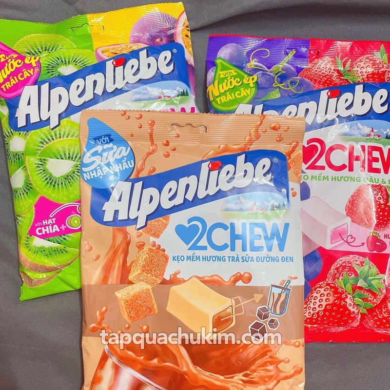 Kẹo mềm ALPENLIEBE 2CHEW vị TRÀ SỮA ĐƯỜNG ĐEN bịch 65 VIÊN  - tạp quá chú Kim
