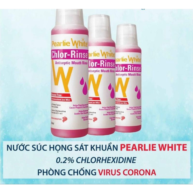 Nước Súc Miệng Pearlie White Singapore 0.2% Chlorhexidine Không Chứa Cồn